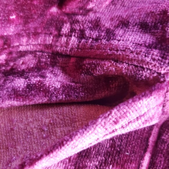 Bright Burgundy Pink Velour Velvet Vintage High Waist Hand Made Button Fly Pants - Picture 11 of 12